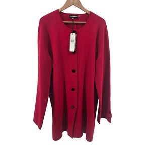Karl Lagerfeld Paris Red Button Front Cardigan Sweater Jacket Top Womens L NWT